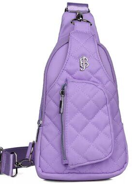 Julia Buxton Nylon Quilted Women's Sling Crossbody Bag Lilac Purple